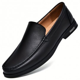 Men's Trendy Leather Moccasins, Odor-resistant Lightweight Non-slip Slip On Shoes For Business Formal Occasions