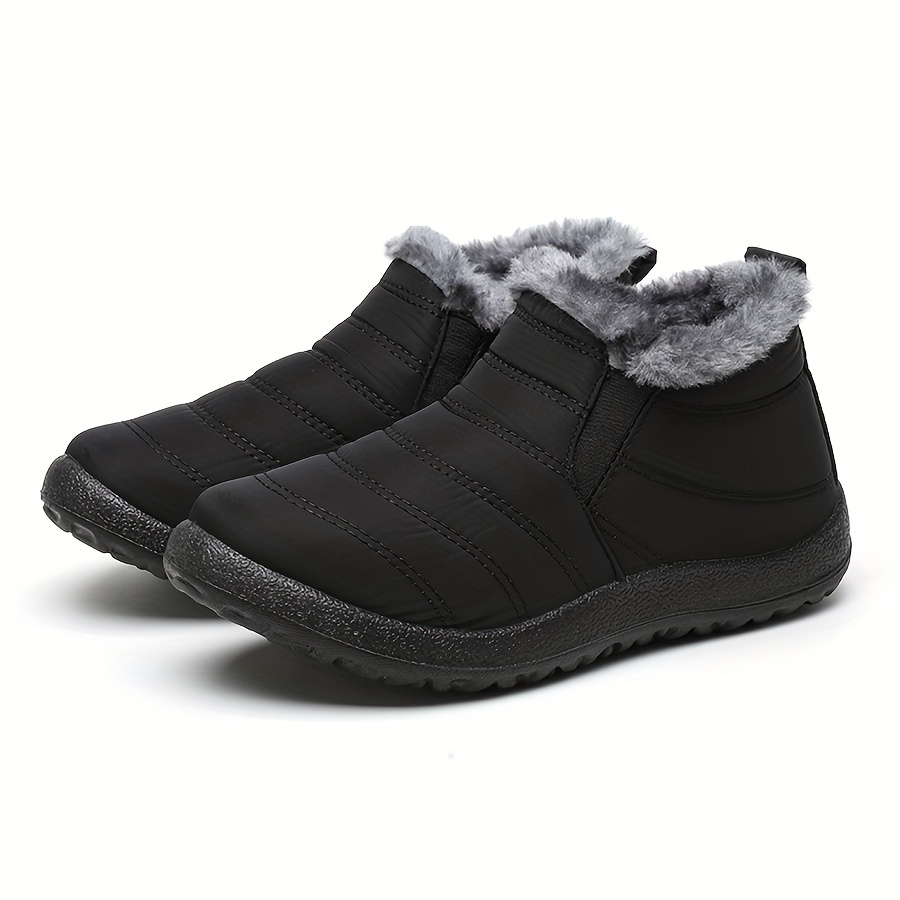 mens casual snow boots anti skid windproof slip on ankle boots with lined fuzz for outdoor autumn and winter details 2