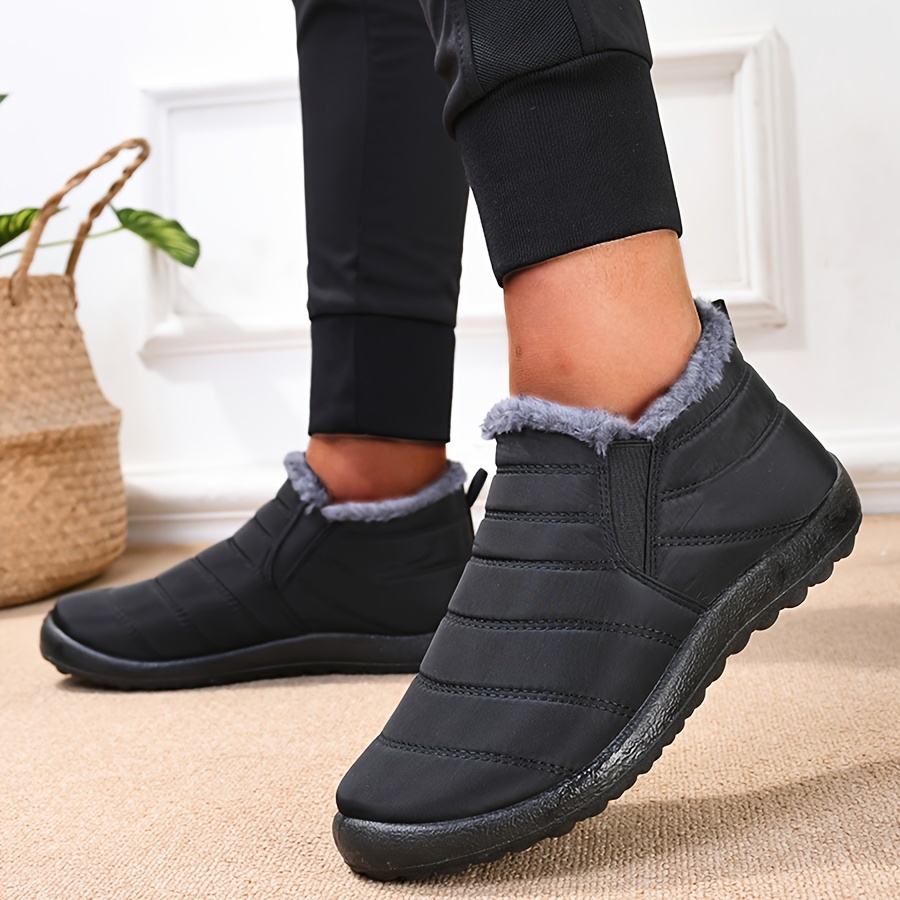 mens casual snow boots anti skid windproof slip on ankle boots with lined fuzz for outdoor autumn and winter details 10