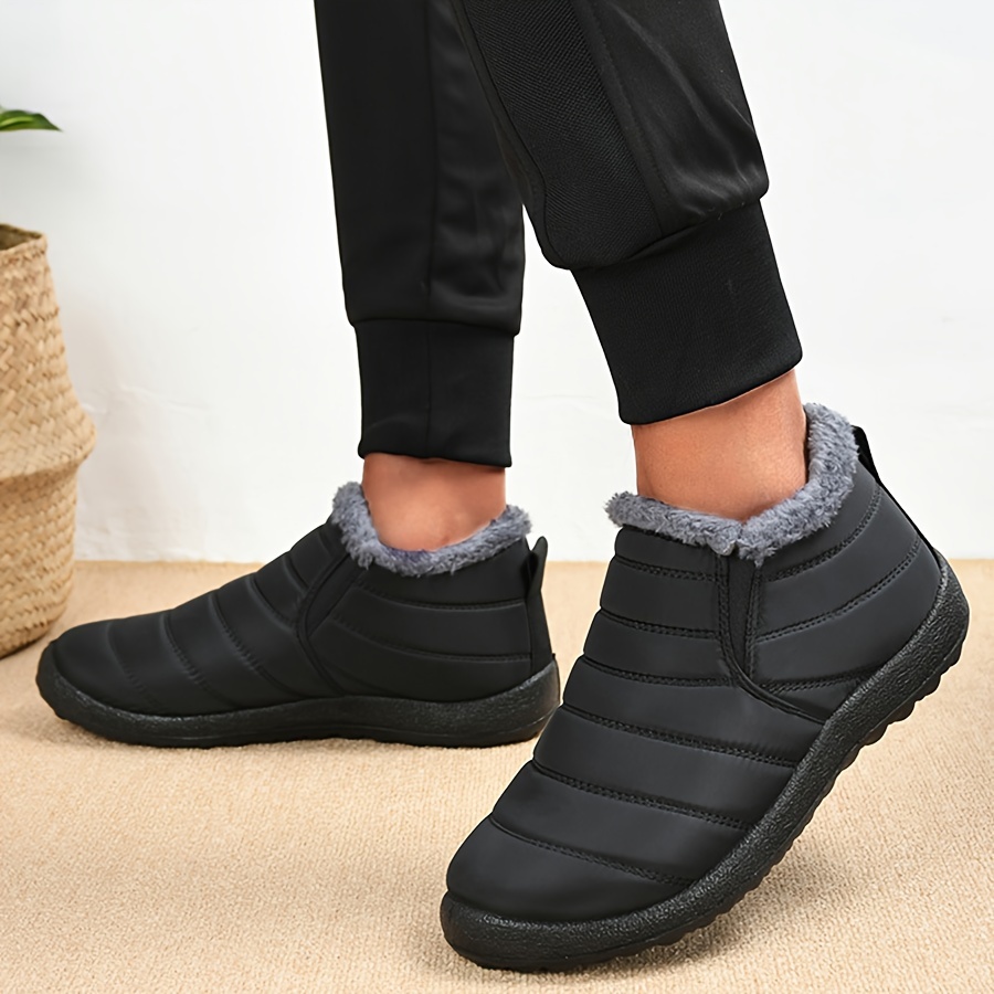 mens casual snow boots anti skid windproof slip on ankle boots with lined fuzz for outdoor autumn and winter details 12