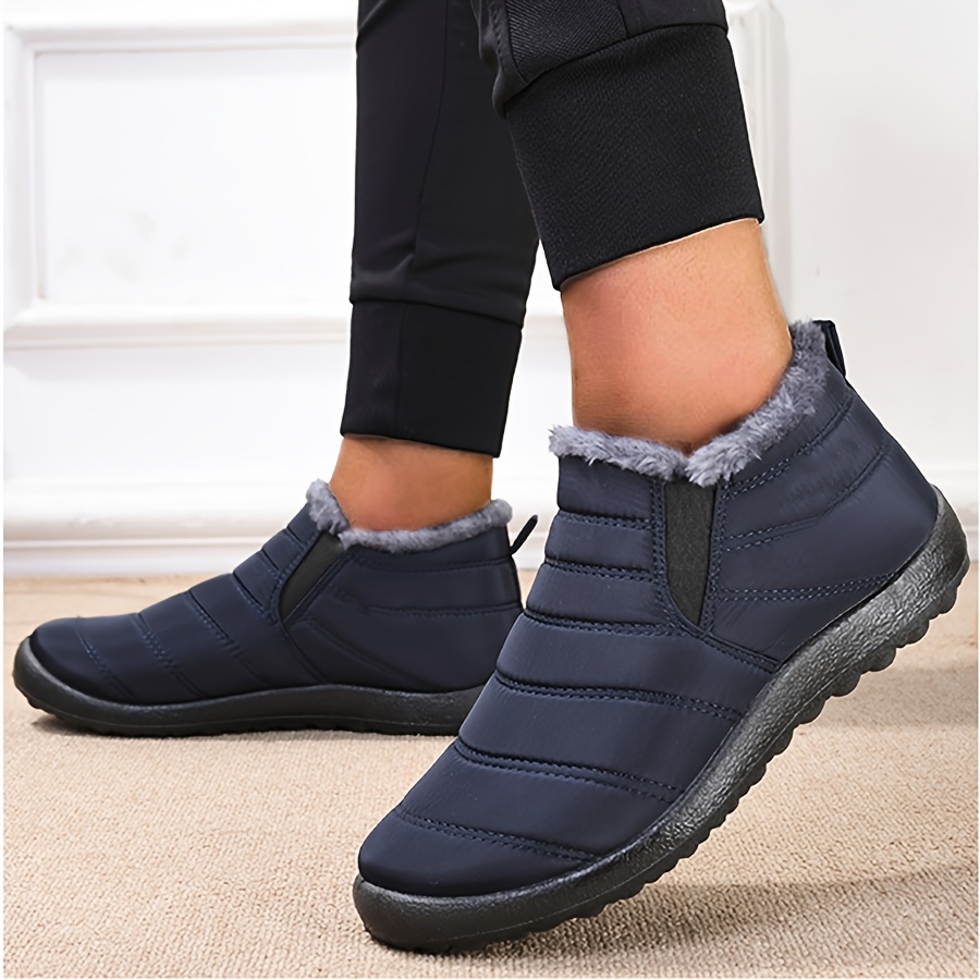 mens casual snow boots anti skid windproof slip on ankle boots with lined fuzz for outdoor autumn and winter details 16