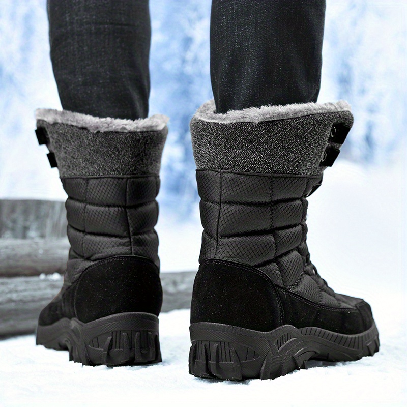 mens winter snow boots non slip insulated warm durable outdoor classic mid calf boots details 1