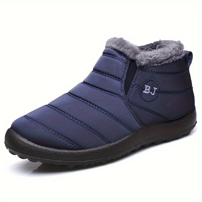 mens casual snow boots anti skid windproof slip on ankle boots with fuzzy lining for outdoor autumn and winter details 5