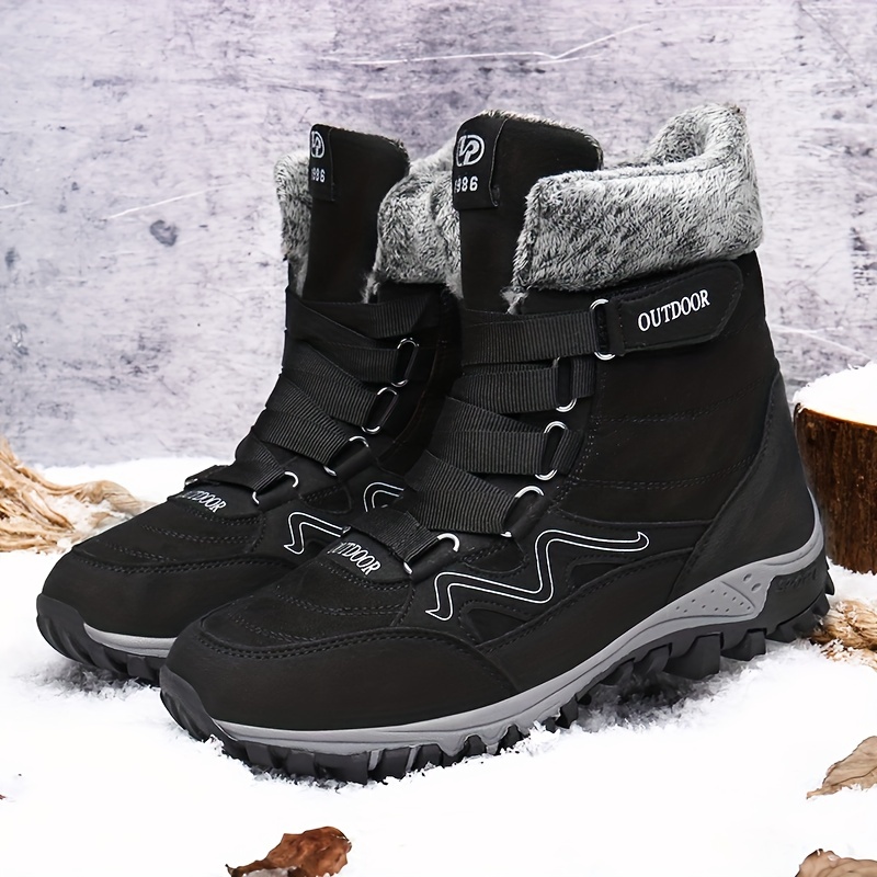 mens snow boots winter thermal lace up shoes windproof hiking boots with fuzzy lining details 6