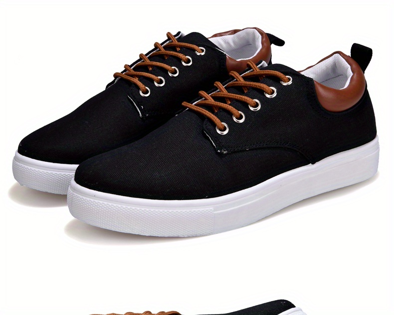 mens fashion canvas lace up skate shoes comfortable sneakers autumn black grey khaki for halloween details 2