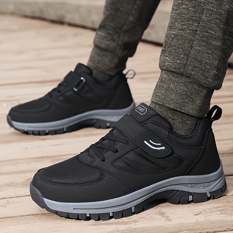 mens knit breathable casual shoes with hook and loop fastener comfy soft sole sneakers for outdoor jogging spring and summer details 0