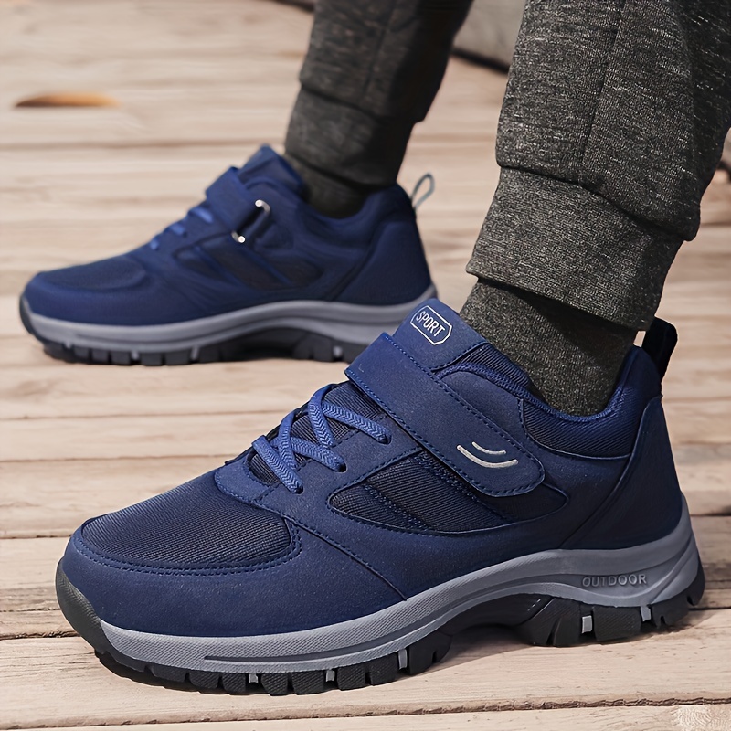 mens knit breathable casual shoes with hook and loop fastener comfy soft sole sneakers for outdoor jogging spring and summer details 5