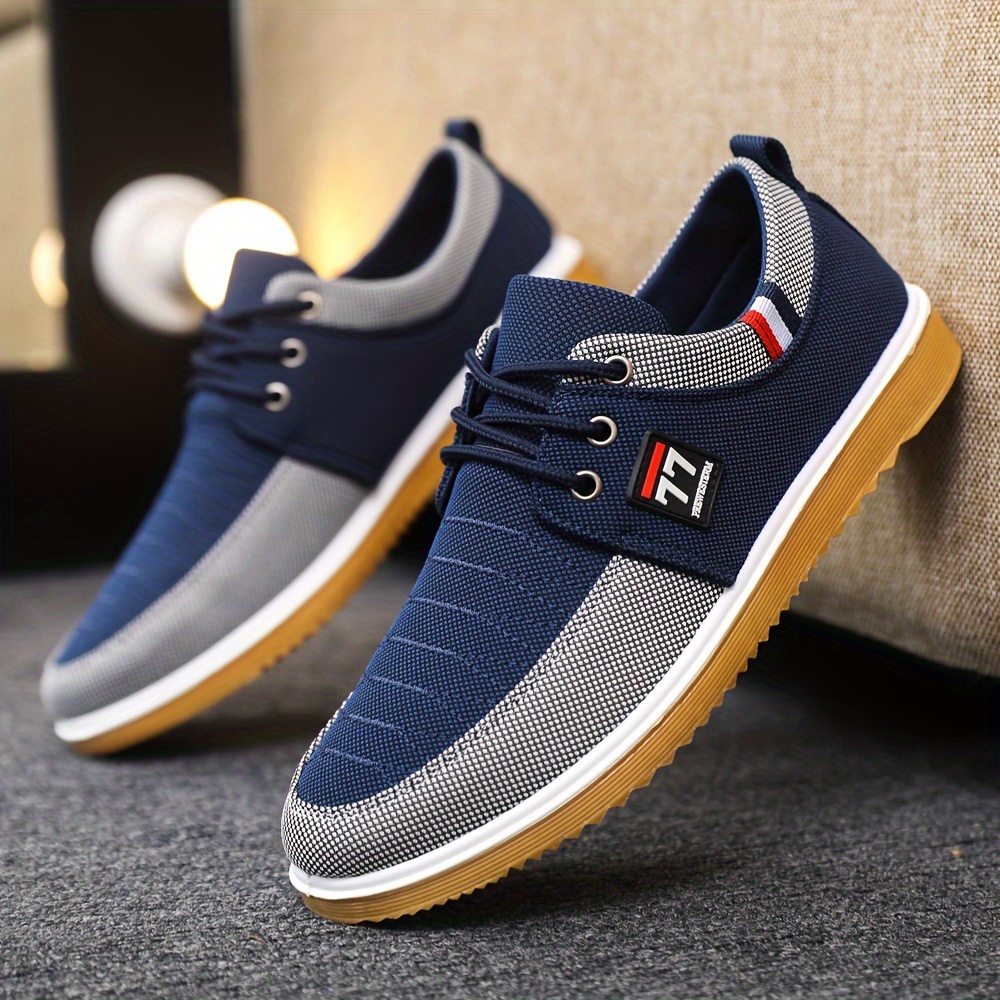 mens comfy canvas shoes breathable lace up casual walking shoes for office walking driving spring summer and autumn details 0