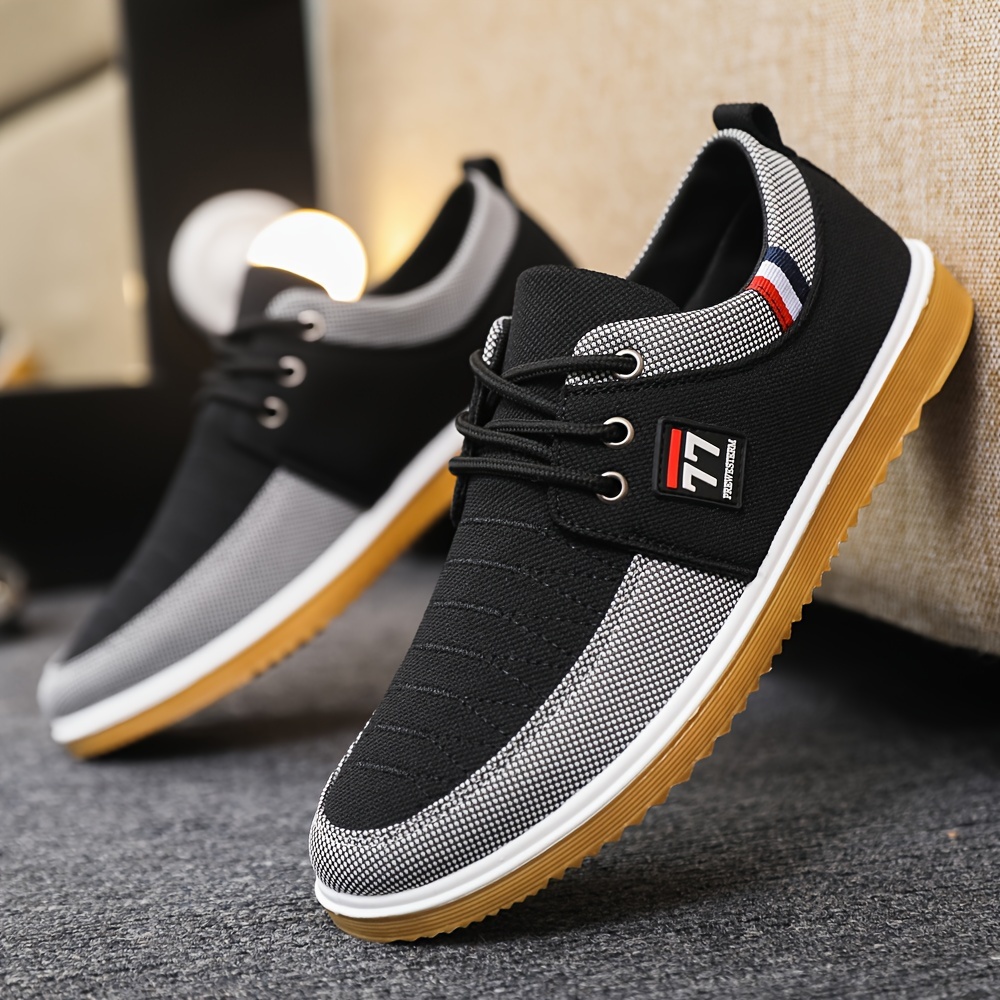 mens comfy canvas shoes breathable lace up casual walking shoes for office walking driving spring summer and autumn details 2