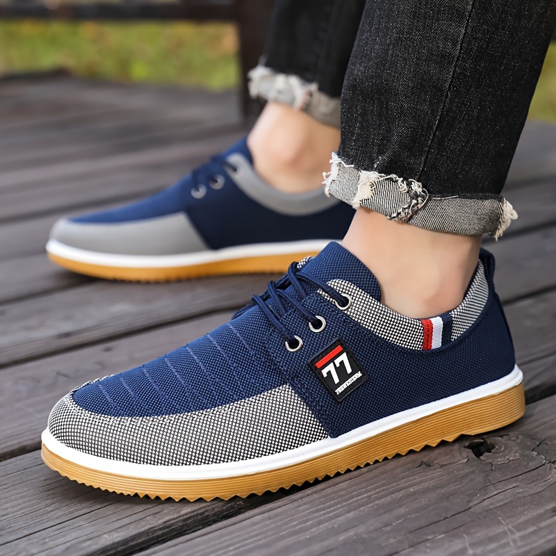 mens comfy canvas shoes breathable lace up casual walking shoes for office walking driving spring summer and autumn details 3